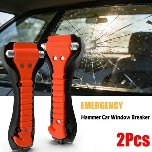 2 Pack Car Safety Hammer Emergency Escape Tool Window Breaker Seatbelt Cutter