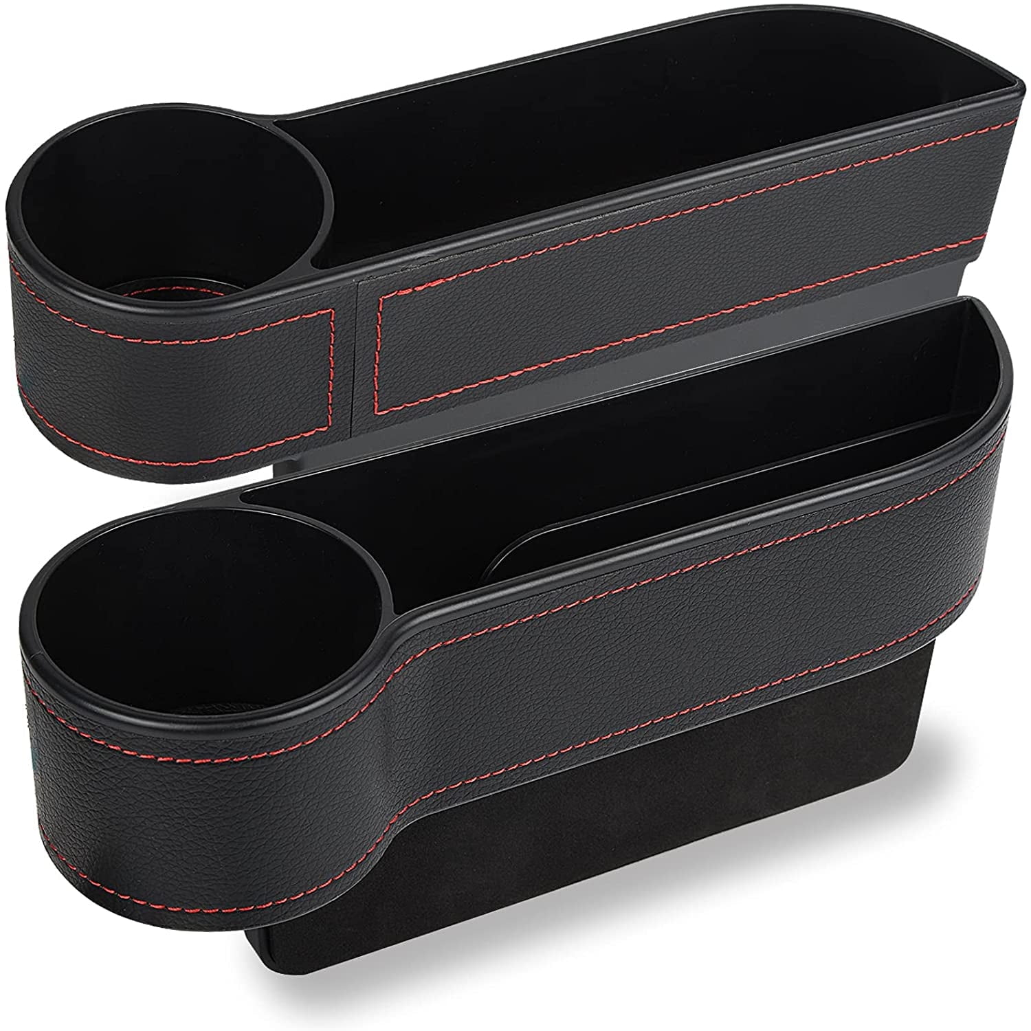 2 Pack Car Seat Gap Filler Organizer, Automotive Front Seat Storage with Cup Holder, Auto Console Side Extra Storage Boxes, Seat Side Storage - Passenger Side\u0026Driver Side
