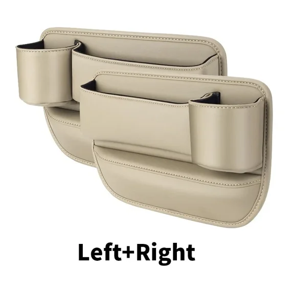2 Pack Car Seat Gap Organizer – Multifunction Storage Box for Wallet, Keys, Cup, Phone,Beige