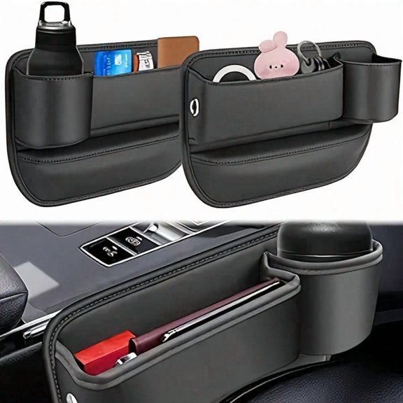 2-Pack Car Seat Gap Storage Box, Multifunctional Console Organizer and Pocket Catcher, Auto Interior Accessories, Universal Fit, 2 Pcs