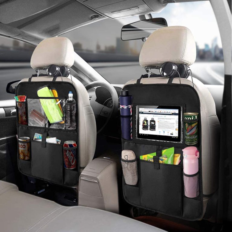 2 x Car Back Seat Organiser Tablet Holder Storage Kick Mats Kids