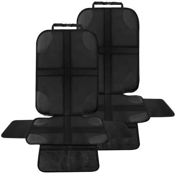 2-Pack Car Seat Protector, Features Waterproof 600D Fabric and Thick Padding, Non-Slip Backing and 2 Mesh Pockets, Universal Seat Cover Mat for Child Seats
