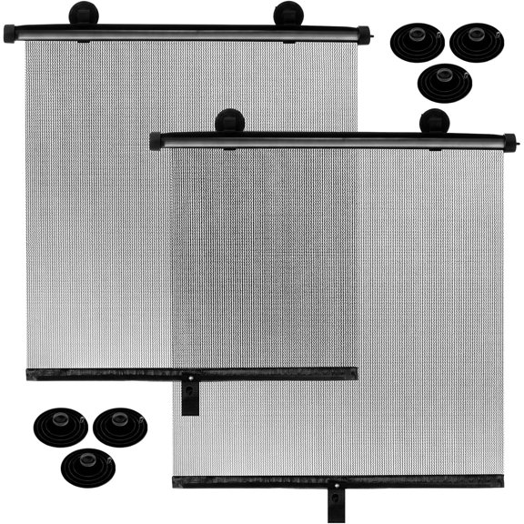 2 Pack Car Side Window Sun Shades Extra Wide Retractable Window Shades for Car Blocks Heat Roller Sunshade Visor for UV Rays Glare Protection Accessories (Translucent Black,20 x 20 Inch)