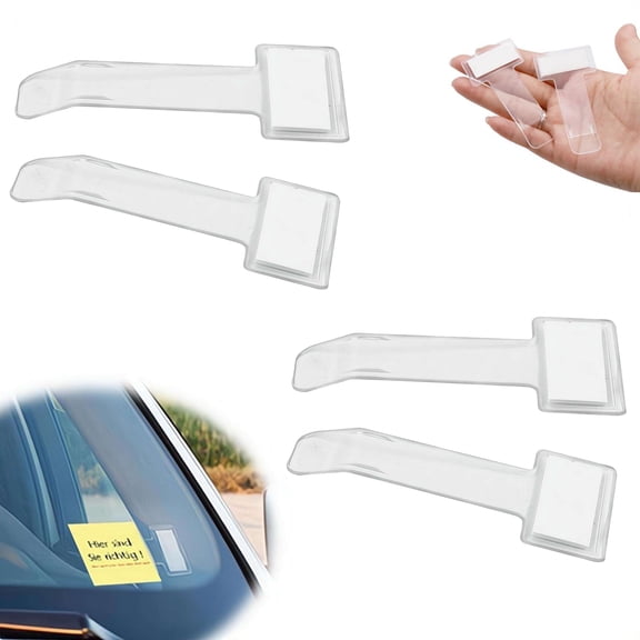 2 Pack Car Transparent Windscreen Parking Ticket Clip, Self-Adhesive Vehicle Permit Holder and Windshield Pass Gadget with Adhesive Pads, Universal Tax Disc Bill Holder