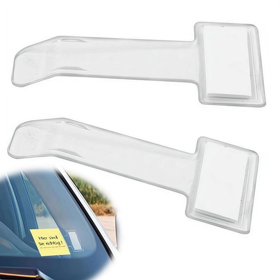 2 Pack Car Transparent Windscreen Parking Ticket Clip, Self-Adhesive Vehicle Permit Holder and Windshield Pass Gadget with Adhesive Pads, Universal Tax Disc Bill Holder