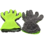 2-Pack Car Wash Mitt Scratch Free, 5-Finger Microfiber Wash Mitts, Car Interior Exterior Cleaning Gloves, Auto Chenille Washing Sponge Kits for Cleaning Wheel Tight Spot