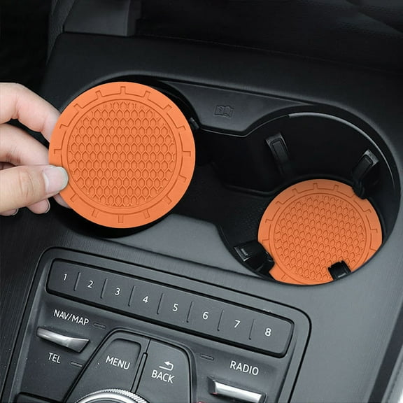2 Pack Car Water Cup Mat Fashion Honeycomb Solid Color Heat Insulation Non-Slip Durable Soft Rubber Waterproof Easy Install Universal for Car Interior Cup Holder Stable Placement Accessories
