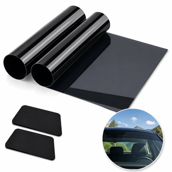 2 Pack Car Window Film,Xinshengli 59 x 7.9Inch,5% VLT Sun Shading Heat & UV Protection Car Windshield Tint Strip,Sun Visor Tint Film for Blocking Light and Reducing Glare,Include 2 Squeegee