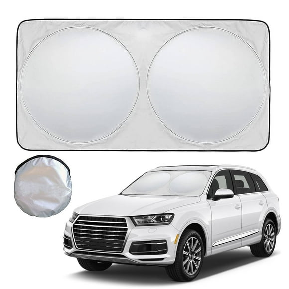 2 Pack Car Windshield Sunshade Reflective Polyester Blocks Heat and Sun. Easy to Operate Foldable Sun Shield That Keeps Your Vehicle Cool