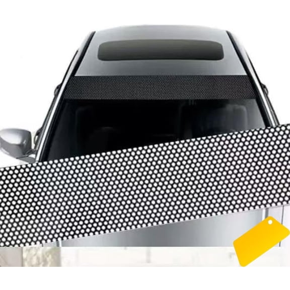 2 Pack Car Windshield Sunshade Vinyl Sticker One-Way Perforated Windshield Tint Strip One Way Window Privacy Film Window Tint Adhesive Glass Wrap Roll for Heat Control Sun UV Protection