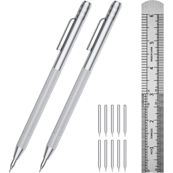 2 Pack Carbide Scriber, Metal Scribe Tool Handle & Magnet, Engraving Pen for Glass/Ceramics/Metal Sheet
