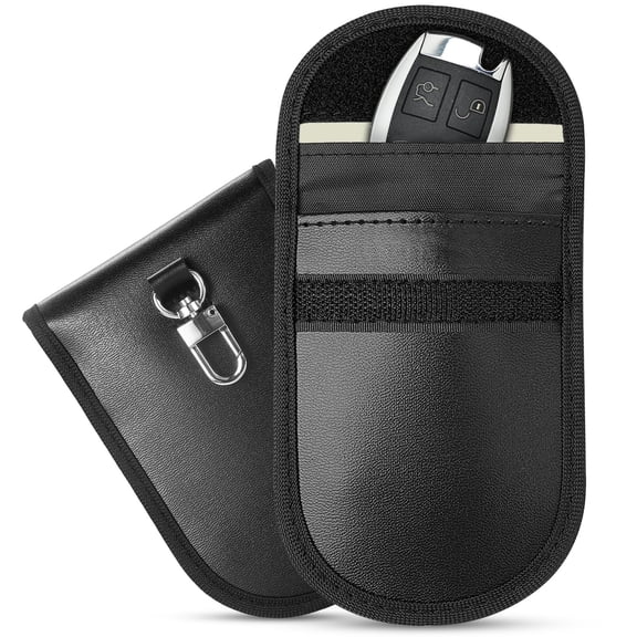 2-Pack Carbon Fiber Faraday Key Fob Bags, 3.5"×5.0" Anti-Theft Anti-Hacking Protector Pouches for Car Keys