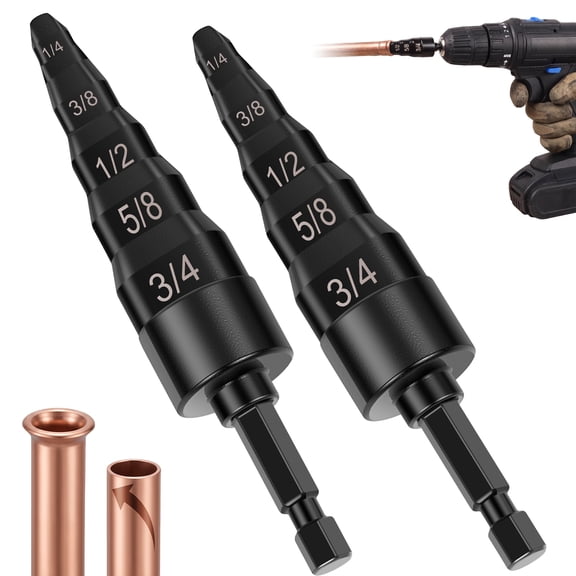 2 Pack Carbon Steel Swaging Tool Drill Bit for Expanding Copper Tubing