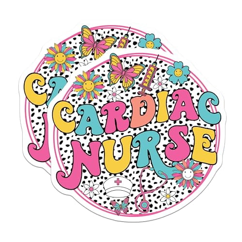 (2 Pack) Cardiac Nurse Magnets Magnets - Flower Nurse Decor - Heart Nurse Accessories - 5" On Longest Side - Made in USA - Sticks to Refrigerators & Metal Surfaces - MAG9141