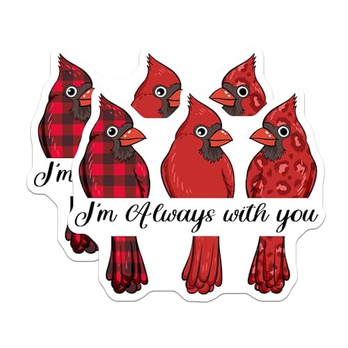 (2 Pack) Cardinal Inspirational Magnets - Always with You Quote - Red Bird Kitchen Decor - 5" On Longest Side - for Cars, Fridges, Toolboxes - Made in USA - MAG6120