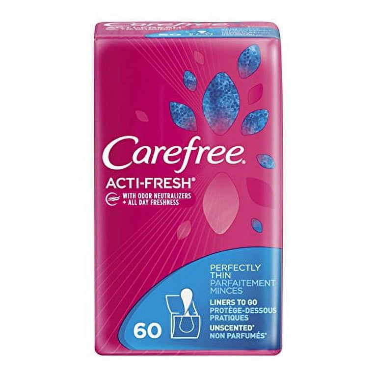 Carefree Acti-Fresh Body Shape Panty Liners Thin To Go Pack of 60 Liners,  60 Panty Liners