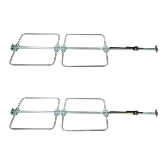 (2 Pack) Cargo Load Lock Bar Kit - Steel Ratcheting 89"-105" w/ Bolt-On Hoop Set 1" Round