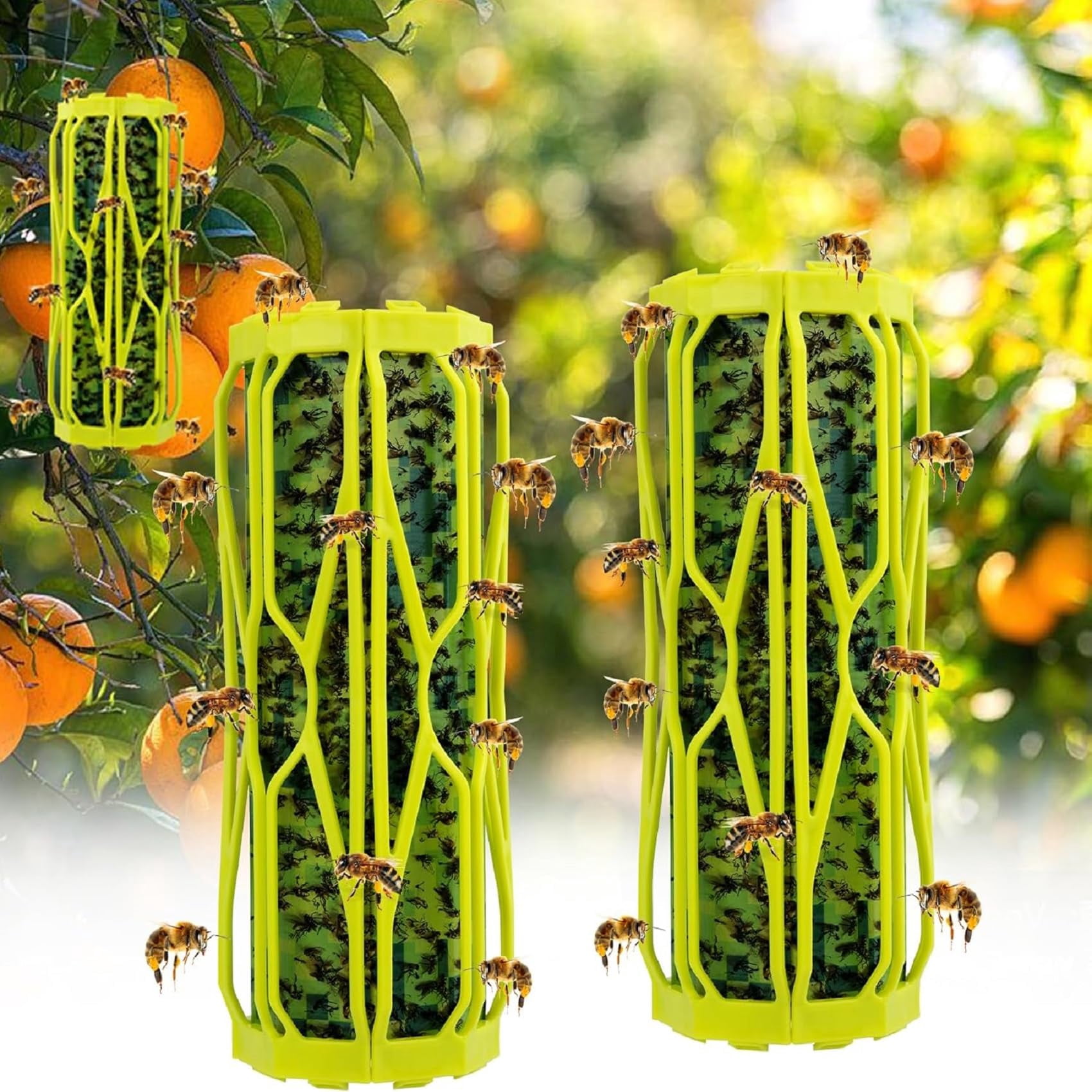 2 Pack Carpenter Bee Traps for Outside Wasp Trap Outdoor Hanging, Wasp Fly Catcher Fly Trap Indoor Killer Hunter for Hornet, Gnat, Mosquito, Flying Insect