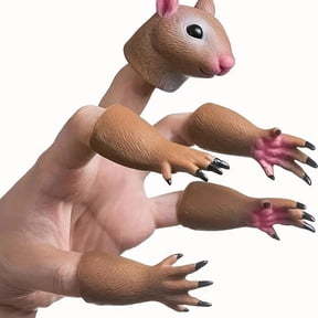 2-Pack Cartoon Squirrel Finger Puppets, Soft Rubber Animal Toy, Cute Miniature Play Figures, Interactive Storytelling Props