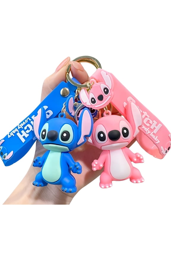 2 Pack Cartoon Stitch Keychains For Girls Boys, Cute Pendant Keychains Accessories, Key ring Purse Backpack, Key Accessories Wristlet