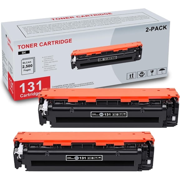 2-Pack Cartridge 131 Black Toner Cartridge Compatible Cartridge 131 Replacement for Canon MF8280Cw MF8230Cn MF620C MF621Cn MF624Cw MF628Cw MF623Cn LBP7110Cw LBP5050 Printer