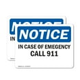thumbnail image 1 of (2 Pack) In Case Of Emergency Call 911 OSHA Notice Sign 18 Inch X 12 Inch Vinyl Label Decal Sticker Weather Resistant, UV Protected for Workplace, Business, and Construction Site, Made, 1 of 6