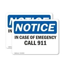 (2 Pack) In Case Of Emergency Call 911 OSHA Notice Sign 18 Inch X 12 Inch Vinyl Label Decal Sticker Weather Resistant, UV Protected for Workplace, Business, and Construction Site, Made
