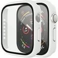 thumbnail image 1 of 2 Pack Case with Tempered Glass Screen Protector for Apple Watch Series 7 45mm, Slim Guard Bumper Full Coverage Hard PC Protective Cover HD Ultra-Thin Cover for iWatch 45mm Accessories, White, 1 of 6