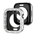 thumbnail image 1 of 2 Pack Case for iWatch Series 10 42mm, Bling Sparkly Diamond Rhinestones Support Wireless Charging No Screen Protective Heavy Duty Protection for Apple Watch Series 10 42mm, Clear+Balck, 1 of 6