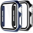 thumbnail image 1 of 2 Pack Cases Compatible with Apple Watch Case 41mm Series 7 Built in Tempered Glass Screen Protector Ultra-Thin Bumper Full Coverage iWatch Protective Cover for Men Women, 1 of 7