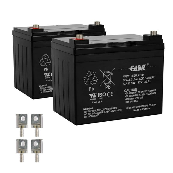 2 Pack Casil 12V 33ah 35AH Battery for John Deere Lawn Garden Tractor Riding Mower