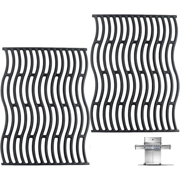 2-Pack Cast Iron Grill Grates for Napoleon Prestige 500, PRO 500, LEX 485 17.75" x 13.1" (Each) Heavy Duty Replacement Cooking Grids for Napoleon