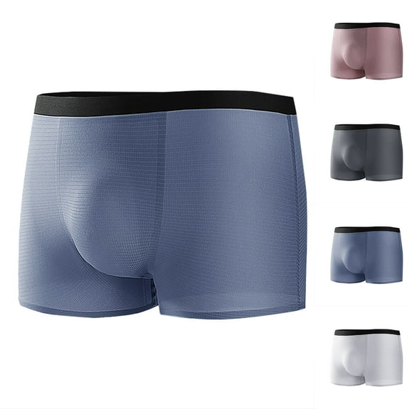 2 Pack Casual Underwear for Men Breathable Mid Waisted Boxer Briefs Mens Basic Solid Color Stretchy Slim-Fit Comfort Athletic Workout Boxers