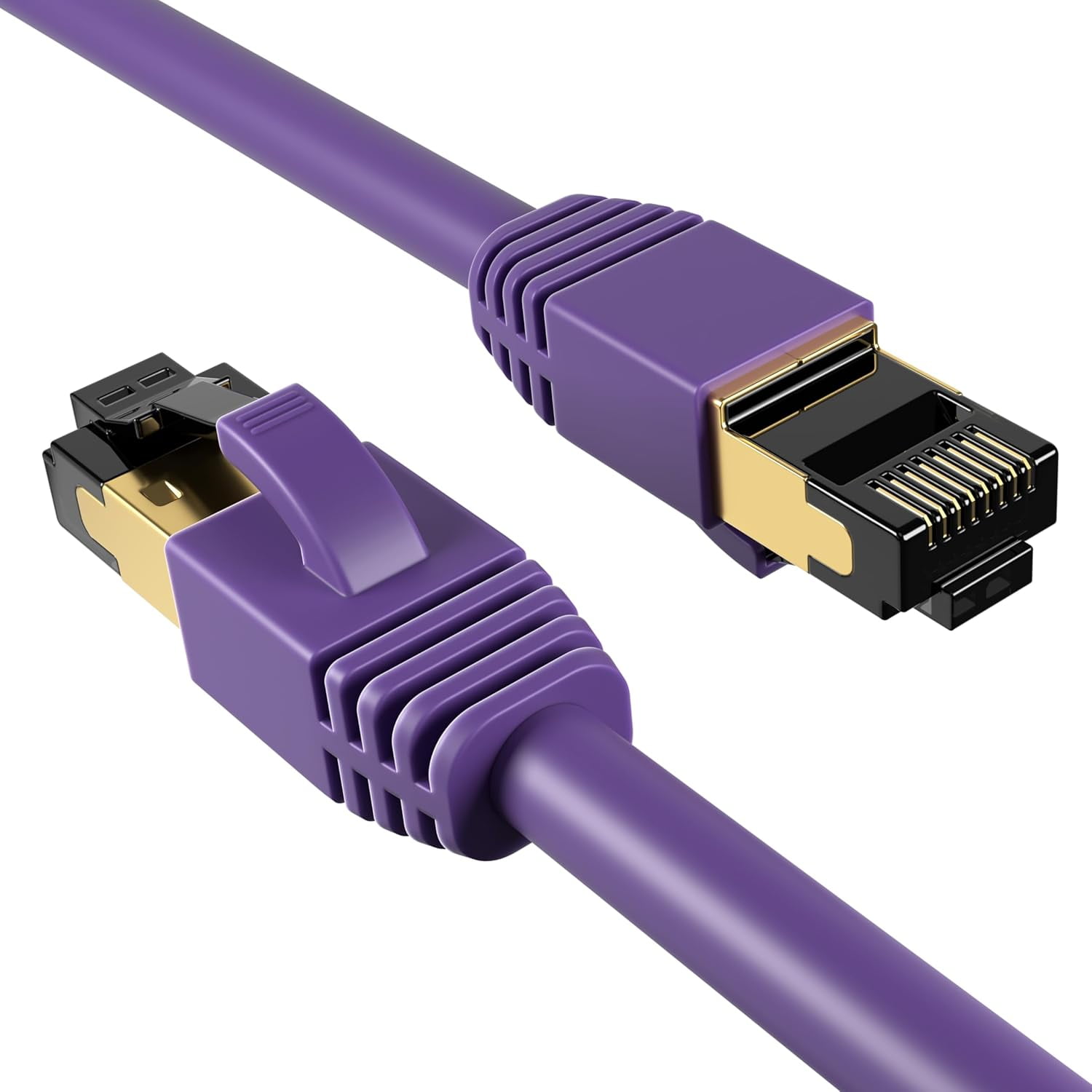 2-Pack 1FT Cat8 Ethernet Cable Purple Copper Shielded RJ45 Cord for ...