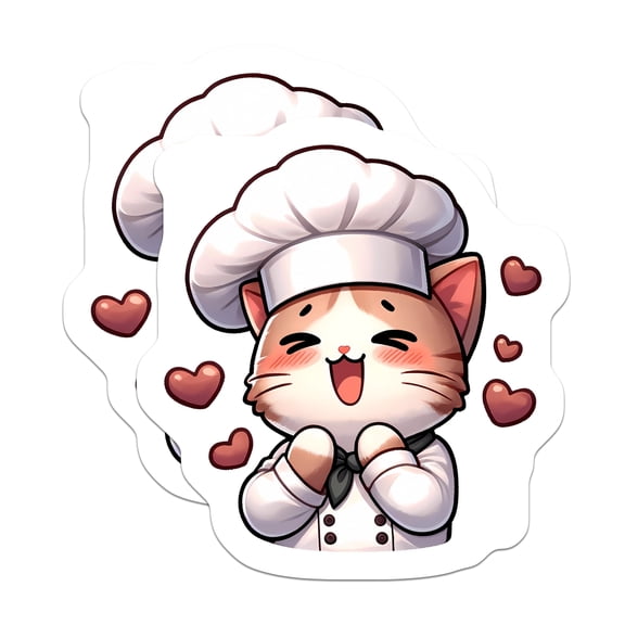 (2 Pack) Cat Chef Magnets - Cute Kitty Kitchen Decor - Culinary Feline Appliance Art - 5 Inches On Longest Side - Thick Durable Magnet - Made in USA - MAG22195