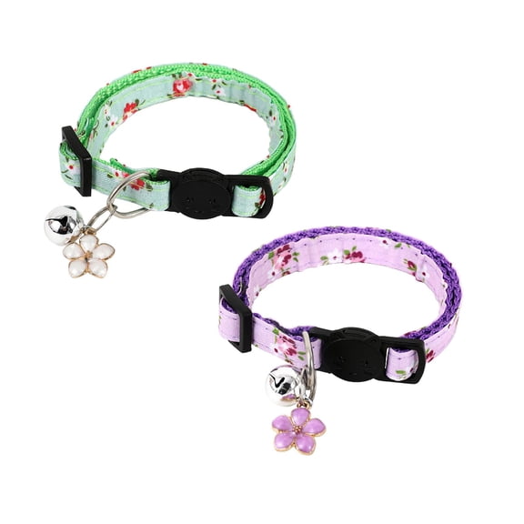 2 Pack Cat Collar Breakaway With Bell & Pendant Adjustable Safety Pet Cat Collars Buckle Cartoon Ribbon Collar For Small Pets