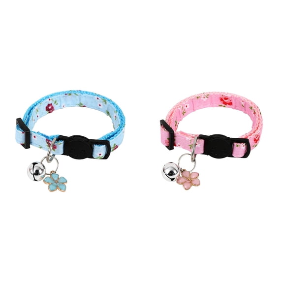 2 Pack Cat Collar Breakaway With Bell & Pendant Adjustable Safety Pet Cat Collars Buckle Cartoon Ribbon Collar for Small Pets