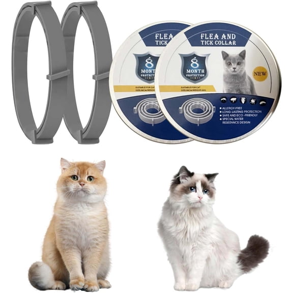 2 Pack Cat Collar, Natural Essential Oils Collar for Infections Prevention, 16-Month Protection, Waterproof Adjustable Collars Suitable for Cats Over 7 Weeks