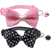 2-Pack Cat Collars with Bows and Bells, Dots Collars for Cats, Separated Collars