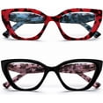 2 Pack Cat Eye Reading Glasses for Women Pattern Frame Lightweight ...