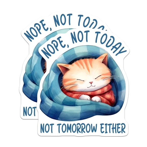 (2 Pack) Cat Magnets - Funny Lazy Kitten - Nope Not Today Fridge Decor - 5" On Longest Side - Premium Magnet - for Cars, Refrigerators, Toolboxes, Lockers - Made in USA - MAG15670