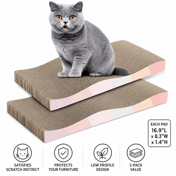 2-Pack Cat Scratch Pads, 16.9 x 8.3 x 1.4 in, Modern Colors