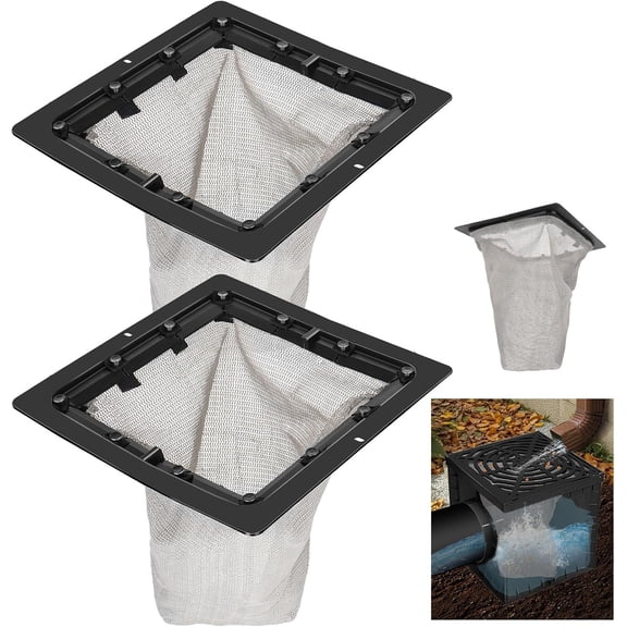 2 Pack Catch Basin Drain Filter, Square Catch Basin Drain Filter for 12 Inch Clog-Free Drainage and Infiltration Systems, Removable Filter, for Garden, Lawns, La caping and Patios