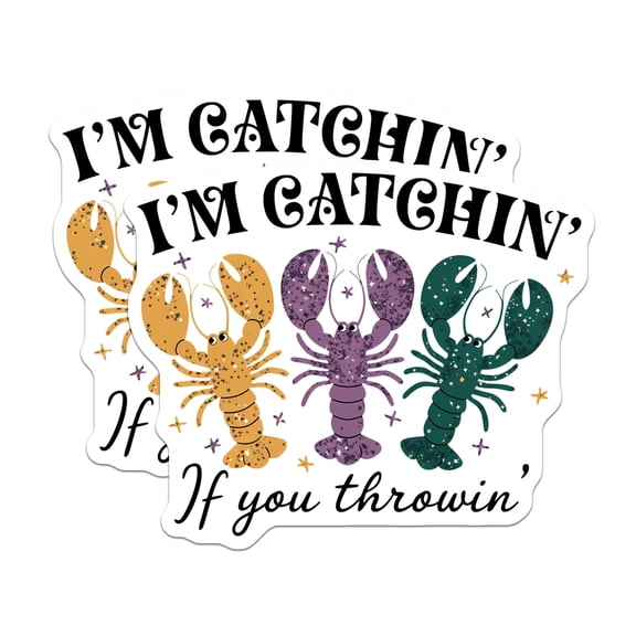 (2 Pack) I'm Catchin If You Throwin Magnets - Funny Lobster Magnets - Kitchen - Fridge Magnets for Seafood Lovers - 5" On Longest Side - for Cars, Fridges, Toolboxes - Made in USA - MAG3969