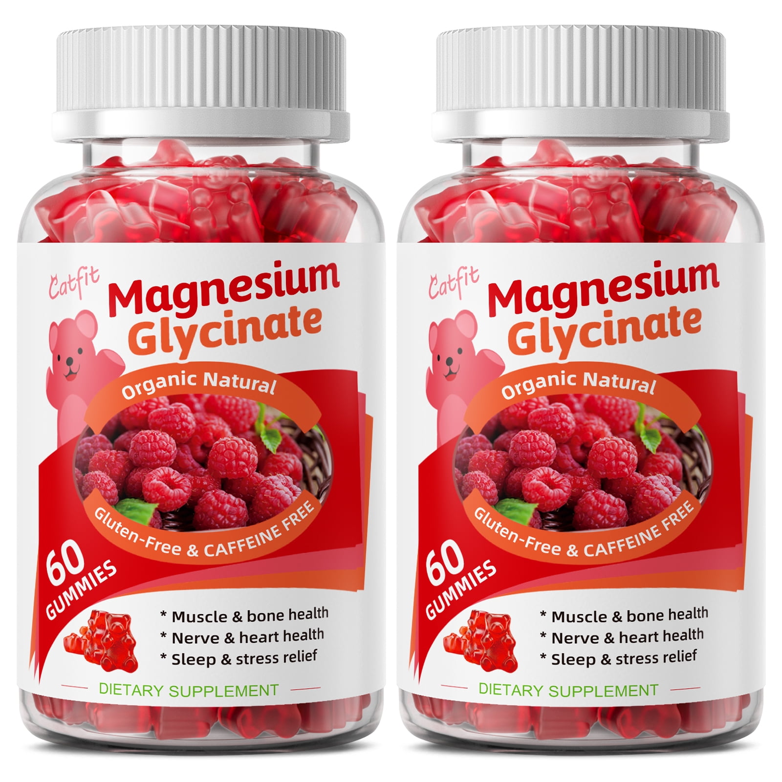 (2 Pack)Catfit Magnesium Glycinate Gummies - Magnesium Supplement, for Mood,Sleep,Immune