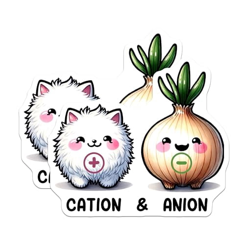 (2 Pack) Cation and Anion Magnets - Cute Chemistry Characters - Kawaii ...