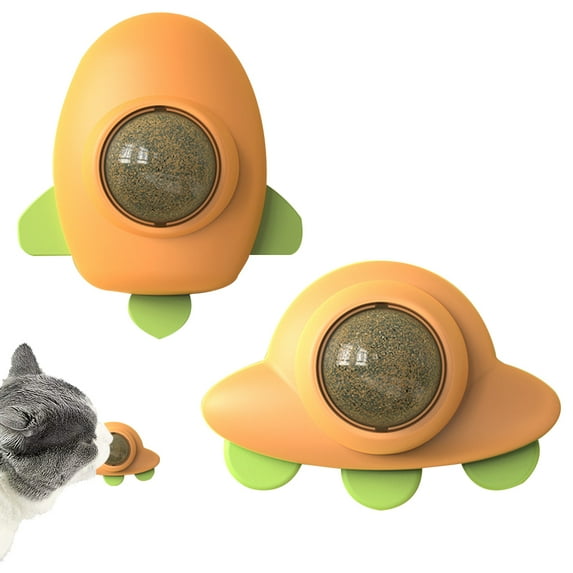 2 Pack Catnip Ball, Teeth Cleaning Cat Toy, Kitty Toys for Catnip Wall Ball, Rotatable Mint Ball Kitten Chew Treats for Teeth Cleaning Biting Dental Care
