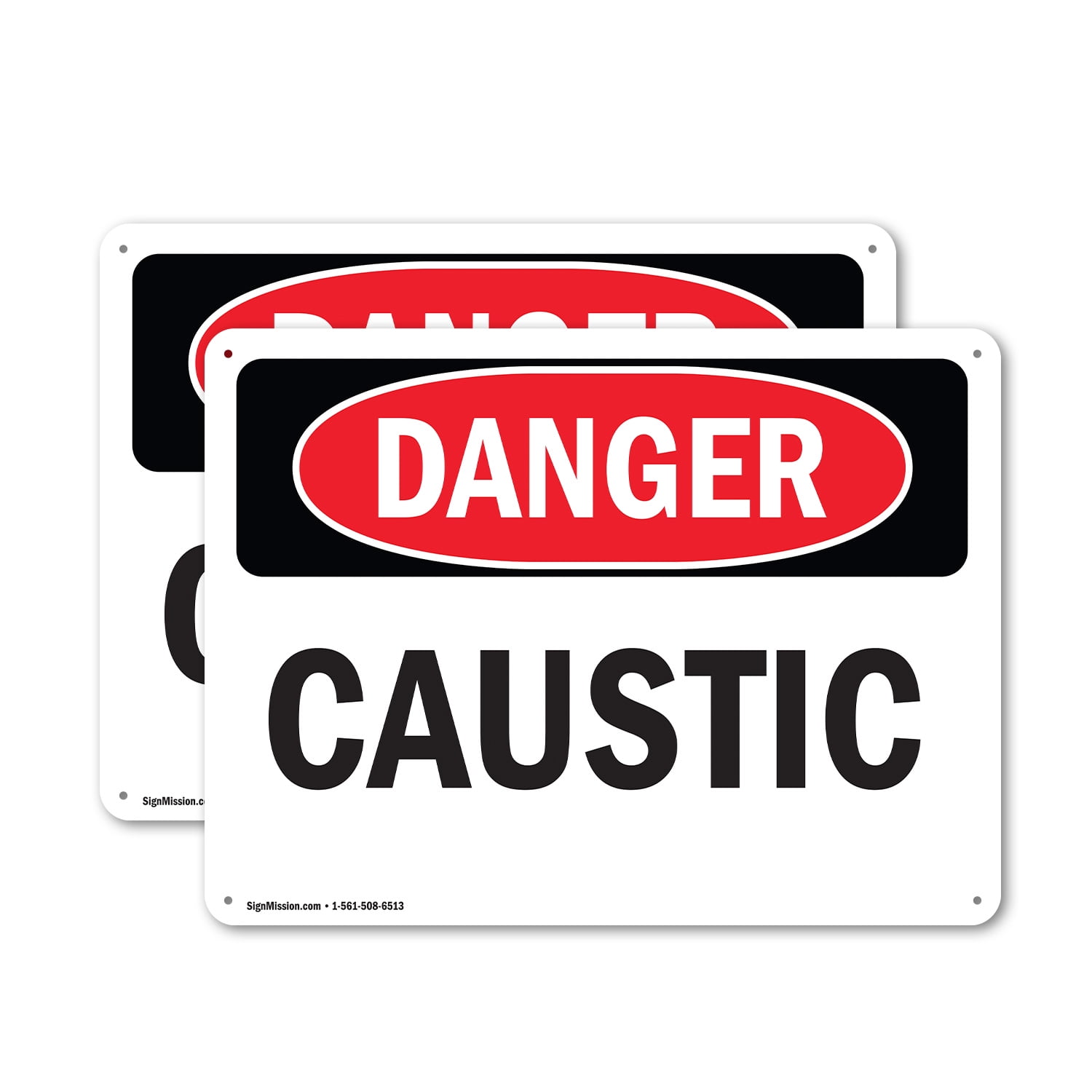 (2 Pack) Caustic OSHA Danger Sign 14 Inch X 10 Inch Plastic Sign