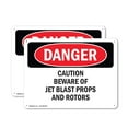 thumbnail image 1 of (2 Pack) Caution Beware Of Jet Blast Props And Rotors OSHA Danger Sign 14 Inch X 10 Inch Plastic Sign, Weather Resistant, UV Protected for Workplace, Business, and Construction Site,, 1 of 8