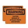 thumbnail image 1 of (2 Pack) Caution Beware Of Jet Blast Props And Rotors OSHA Warning Sign 24 Inch X 18 Inch Plastic Sign, Weather Resistant, UV Protected for Workplace, Business, and Construction Site,, 1 of 8